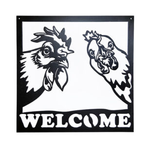 Chicken and rooster welcome
